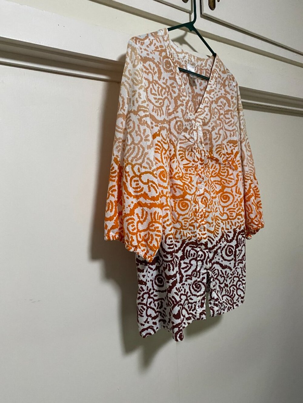 3 color beautiful, Just My Size, Boho button-down blouse, size 3X